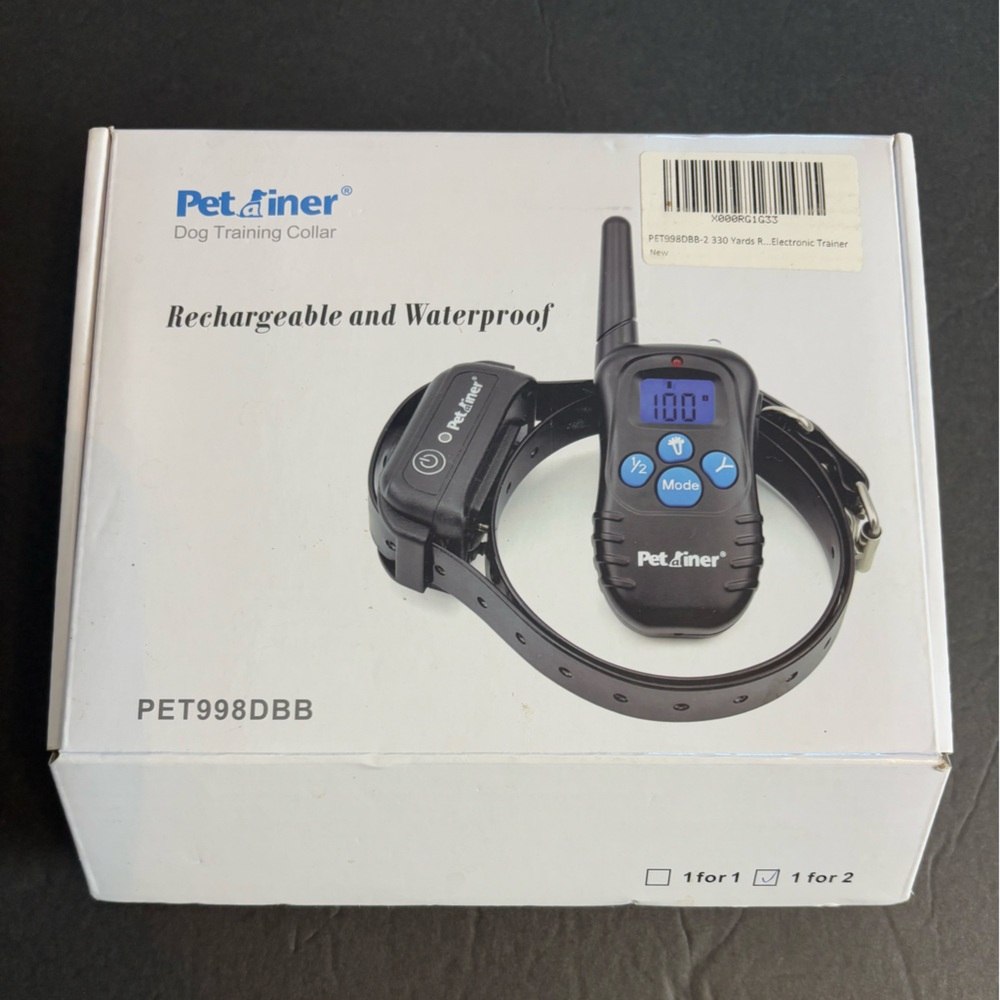 PETRAINER DOG TRAINING COLLAR RECHARGEABLE & WATERPROOF 1 FOR 2 PET998DBB New